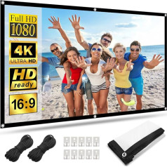 Leinwand Beamer 60 Zoll,HOPFROG Beamer Leinwand Wand Anti Licht 16: 9 HD 4K Projector Screen Hanging Doppelseitige Projektion Faltbarer Projektionsleinwand für Zuhause Schule Treffen