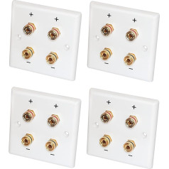 Dynavox Speaker Wall Connection Panel White / 4 x Banana Coupling Pack of 4