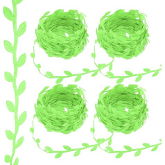 PATIKIL 44 Yards Light Green Ribbon Leaf Embellishment Rope Artificial Leaf Thread for Christmas Wreath, Gift Wrapping, Wedding Decoration, Style 8