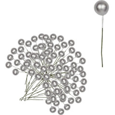 100 Pieces Artificial Silver Holly Berries Silver Berry Branches Artificial Berry Fruit Bouquet for Christmas Wreath Christmas Tree Decorations