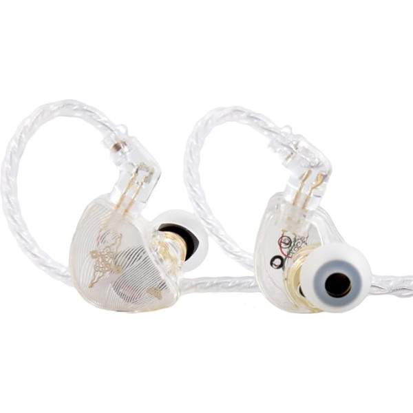 EZ EAR TANGZU Wan'er S.G 10 mm HiFi In-Ear Monitor Headphones with Dynamic Driver and Removable 0.78 mm 2-Pin Cable, Ergonomic Fit for Stage Musicians, Singers (White, Microphone)