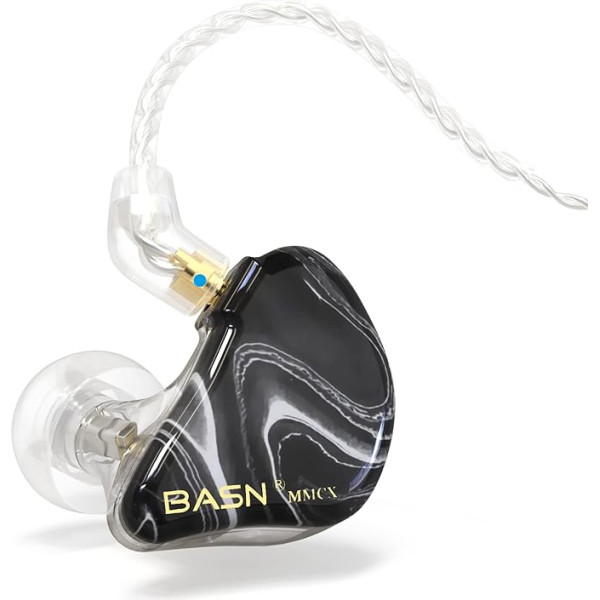 BASN MMCX In-Ear Headphones Musicians 3 Driver Noise Isolating Headphones with 2 Upgraded Detachable Cables (Black)