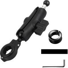 90 mm RAM Double Socket Arm + 25 mm / 1 Inch to 17 mm Ball Adapter Type B + Handlebar Mount 2.2-2.5-3.2 cm with 1 Inch Ball Mount Adapter, Ball Base, Double Socket Arm, GPS/RAM Dual Ball Base