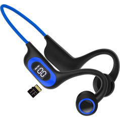 Bone Sound Headphones, Open Ear Headphones with Microphone, IP55 Waterproof Bluetooth 5.3 Sports Headphones with TF Card Slot, Dustproof, for Cycling, Running, Jogging in the Gym (Blue)