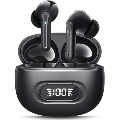 AsiceSound Bluetooth Headphones, Wireless Bluetooth 5.3 In-Ear Headphones, 72 Hours, LED Display, ENC Noise Reduction, HiFi Stereo Earphones, IPX8 Waterproof Earphones