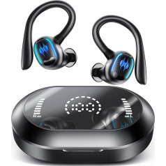 VNMN Wireless Earbuds Bluetooth Headphones 50H Playtime Ear Buds Bluetooth 5.3 Dual Power Display Sports Headphones with Earhooks IPX7 Waterproof Earbuds with Mic Over-Ear Earphones for Running, Gym