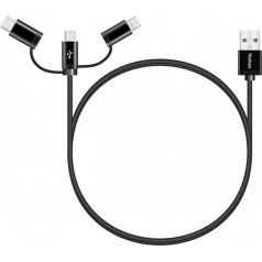 Kabeļu savienojums no usb a uz usb c/micro usb/lightning 2.1/3/2.4 a