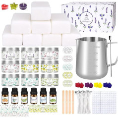 LDUMODUW Candle Making Set, DIY Candle Making Kit for Adults Beginners, Scented Candle Gift Set with 480 g Beeswax, 9 Candle Tins, 6 Fragrance Oil, 8 Candle Colour, Wicks, Wick Holder