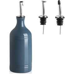 Sweejar Home Porcelain Olive Oil Dispenser Bottle, Opaque Oil Cruet Protects Oil to Reduce Oxidation, Suitable for Storing Oil, Vinegar and Other Liquids, 460 ml (Mist Blue)