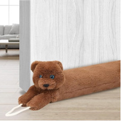 MAGZO Decorative Bear Draught Excluder 93cm Polyester Draught Excluder Fabric Cold Noise Reduction Draught Excluder Brown
