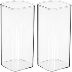 Cabilock Set of 2 Square Glass Cups Drinking Glasses Highball Glasses Drinks Cups Bar Glassware for Water Juice Beer Drinks Cocktails 400 ml