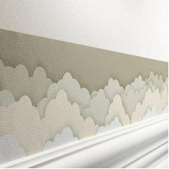 LOVELY LABEL Self-Adhesive Border for Children's Room – Wall Border Children's Room Baby Room 450 x 11.5 cm – Wallpaper Border as Wall Decoration Girls Boys Papercut Clouds Beige