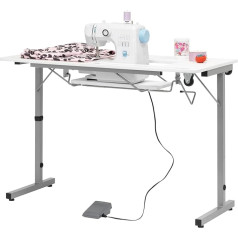 Sew Ready Rollaway II Folding Table Portable Sewing Table Alloy Steel Engineering Wood Silver White