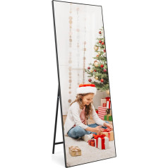 EXYGLO Full Body Mirror 165 x 60 cm - Standing Mirror or Wall Mirror, Black Plastic Frame, HD Large Mirror for Bedroom, Living Room, Hallway, Dressing Mirror
