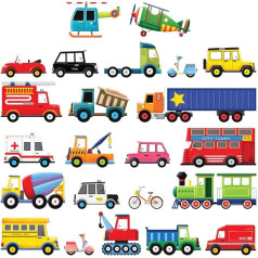 DECOWALL DS-8004 Transporte Cars Vehicles Wall Sticker Wall Decoration for Living Room Bedroom Children's Room (Small)