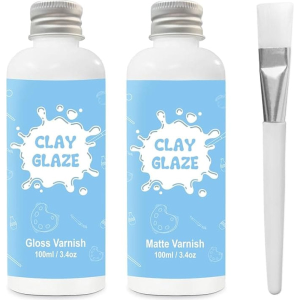 100 ml Air Dry Clay Glaze, Air-Drying Clay Glaze, Clay Glaze without Burning, Clay Pots to Prevent Cracks and Abrasion of Clay, Also with Gloss Glaze Effect (Glossy + Mat)