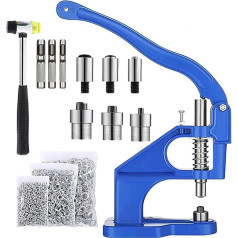 Topsky Multifunctional Eyelet Press Hand Press Set with Hammer: 3 Stamp Sets and 1500 Eyelets (6/10/12 mm) Included - Perfect for Eyelets, Poppers and More - Your All-in-One Tool Solution