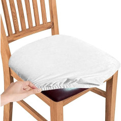 SHILV. HOME Velvet Seat Covers, Removable, Washable, Padded Seat Cushion Cover with Ties, Protective Covers for Furniture Protection for Dining Room, Kitchen (White, Set of 4)