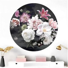 Grandora DL703-4 Wall Sticker Living Room Flowers Nature Wall Sticker Round Bedroom Wallpaper Wall Decoration Self-Adhesive Wall Picture Hallway Orchids Plants