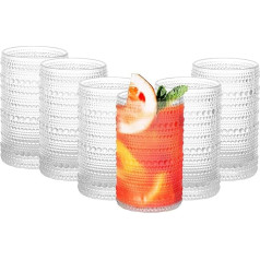 binsakao Vintage Highball Tumbler Set of 6 370ml Water Cocktail Milk Juice Drinks Drinks