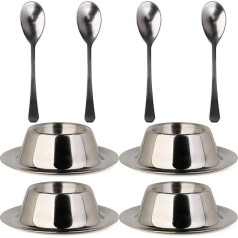 Stainless Steel Egg Cup Holder with Spoon for Soft Boiled Egg Holder Tableware Kitchen Tools