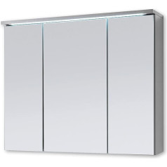Stella Trading TWO Bathroom Mirror Cabinet with LED Lighting in Titanium / White - Bathroom Mirror Cabinet with Lots of Storage Space - 100 x 68 x 22.5 cm (W x H x D)