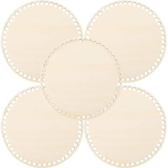 FOMIYES Pack of 5 Wooden Basket Round Base Circle Knitting Hooks Basket Wooden Base Shaper 10 cm for Crafts Baskets Handbags Weaving Accessories