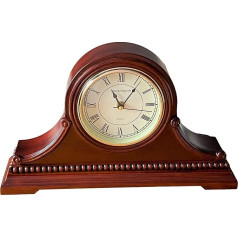 vmarketingsite Mantel Clocks, Battery Operated Silent Wooden Table Clock with Westminster Chime on the Hour, Solid Wooden Shelf, Decorative Mantel Clock, 9