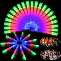 Pack of 102 LED Light Sticks, LED Foam Glow Sticks, Multicoloured Glow Sticks, LED Lights Party Gifts, 3 Flashing Modes, for Birthday Parties, Halloween, Christmas