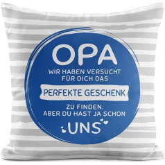 Grandpa Gifts Birthday Cushion 45 x 45 cm - Gift Grandpa Christmas from Grandson - Gifts for Grandpa for Birthday Father's Day (Grandpa Gift - Us - Blue)