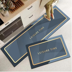 Sydzkjyxgs Rug Runner Kitchen, 2 Pieces Kitchen Rug, Kitchen Runner Rug, Non-Slip Kitchen Rugs, Floor Comfort Mats for Home, Kitchen Mats for the Floor (40 x 60 + 40 x 120 cm, Blue)