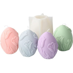 Xidmold 3D Easter Egg Silicone Mould, Easter Flower Eggs Candle Moulds, Soap Mould, Egg Silicone Baking Mould, Flower Easter Egg Mould for Cake Decoration, Chocolate, Soy Wax Candles, Easter Gifts