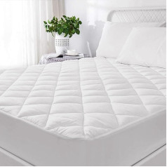 Hafaa Single Mattress Protector Extra Deep 30cm Stretch Skirt Quilted Mattress Topper Single Anti Allergic Microfiber Fitted Sheet (90x190cm)