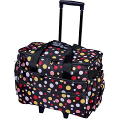 Sewing Online Large Sewing Machine Trolley Bag on Wheels Made of Durable Black Fabric with Multicolour Dots 51 x 38 x 28 cm Birch 006106/BM