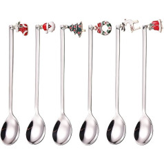 ESRISE Christmas Coffee Spoon, Christmas Coffee Spoon, Stainless Steel Coffee Spoon, Christmas Ice Cream Spoon, Christmas Style for Kitchenware (Silver)