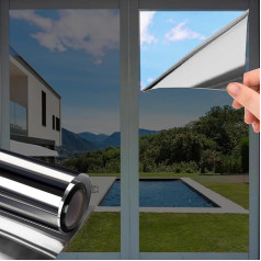HEOMAITO Mirror Film for Windows, Without Dwarf, Heat, Privacy Screen, Sun Protection, Window, Heat, UV, Privacy Protection (Black, 90 x 400 cm)
