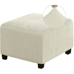 HJLRR Square Ottoman Cover Stretchy Thick Soft Jacquard Fabric Footstool Protector Covers Removable Non-Slip Furniture Protector Storage Footstool Beige M