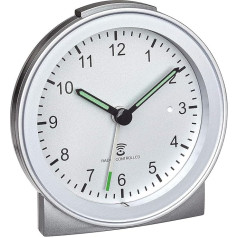 TFA Dostmann 60.1517 Analogue Radio Alarm Clock (L) 81 x (W) 31 x (H) 84 mm (Silver with Battery)