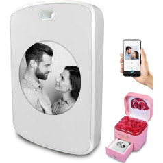 Aloskart Rose Box with Preserved Flowers - Eternal Rose Jewellery Gift Box, Preserved Rose, with Necklace with Freely Customisable Image (White)