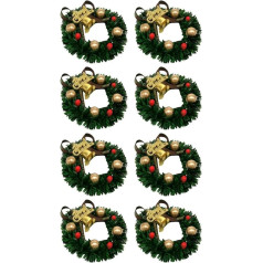 VOSAREA 8 x Christmas Votive Candle Holder Rings with Jingle Bell Berries Mini Candle Rings Wreaths for Christmas Pillar Candle Holder Holiday Dinner Table Centrepiece Decor 6 cm