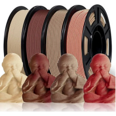 Reprapper Wood PLA 3D Printer Filament Bundle, Two-Tone PLA Filament 1.75mm, Natural, Mahogany/Natural, Dark Mahogany/Wahut, Wahut/Natural, 1.75 PLA Filament, 3D Printing Filament, 250g x 4 Pieces