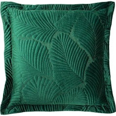 Paoletti Palmeria Feather Filled Cushion, Polyester, Emerald, 60 x 60 cm