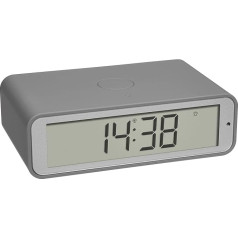 TFA Dostmann Twist 60.2560.10 Digital Wireless Alarm Clock Rotating Display Elegant Design Alarm with Snooze Grey