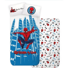 Childrens 3 Piece Bedding Set Fitted Sheet Flat Sheet Pillowcase Single 100% Cotton (Spiderman 2)