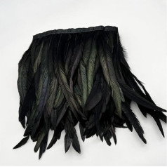 GreatRise 30 cm Wide Feather Fringe Border Rooster Feather Border Fluffy Feathers Fringe Trim Feather Trim Feather Trim for DIY Sewing Crafts Costume Decoration Clothing Accessories Black 2 m