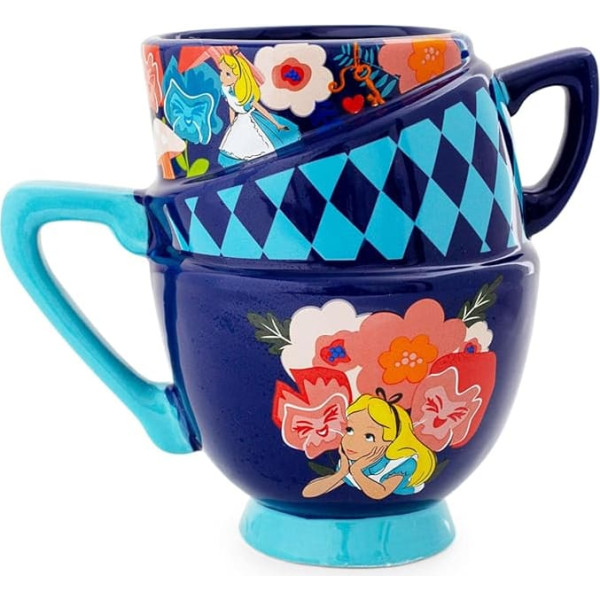 Disney Alice in Wonderland Stacked Ceramic Tea Mugs | Large Coffee Mug for Espresso, Caffeine, Drinks, Home & Kitchen | Cute Hatter Gifts | Holds 20 oz