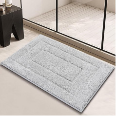 LIYUABU Bath Mat, 60 x 90 cm, Grey Bath Mat, Strong Water Absorption, Washable Bath Mat, Suitable for Bathrooms, Bathtubs, Toilets and Showers, Doormat Bathroom
