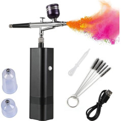 Airbrush Multi-Purpose Portable Wireless Airbrush Set, 32PSI Rechargeable Manual Airbrush Set for Makeup, Cake Decoration, Colouring Pattern, Nail Art, Tattoos (1)