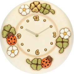 THUN - Wall clock with flowers, ladybirds and clover leaves - Living, home decoration - Gift idea - Country line - Ceramic, plastic mechanism - Ø 26 cm; depth 4.5 cm