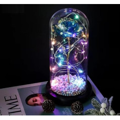 srn Galaxy Rose in Glass with LED Light, Colorful Rose Gift for Valentine's Day, Wedding, Anniversary